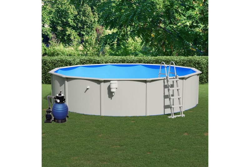 swimmingpool med sandfilterpumpe og poolstige 550x120 cm - Fritstående pool