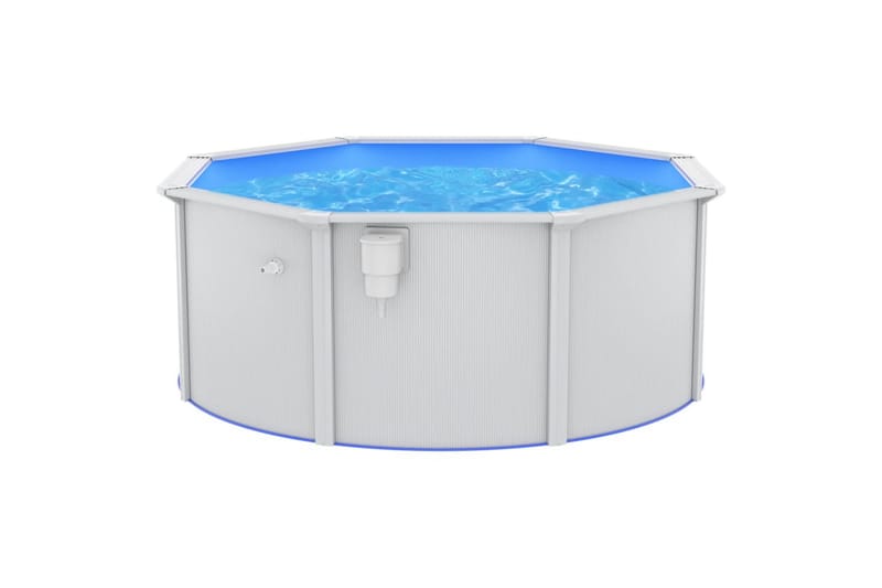 swimmingpool med stålvæg 300x120 cm hvid - Fritstående pool