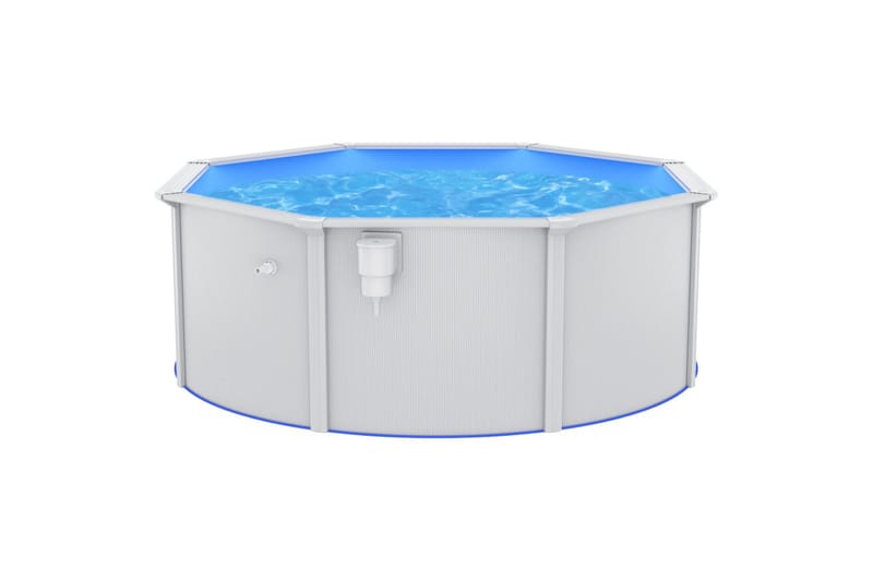 swimmingpool med stålvæg 360x120 cm hvid - Fritstående pool