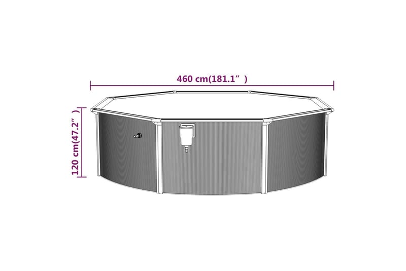 swimmingpool med stålvæg 460x120 cm hvid - Have - Udendørsbad - Pool - Fritstående pool
