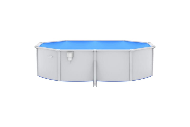 swimmingpool med stålvæg 490x360x120 cm oval hvid - Fritstående pool