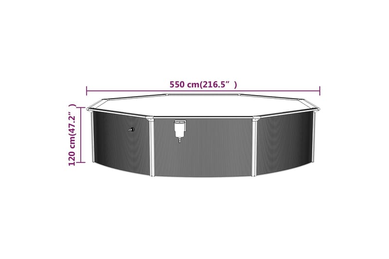 swimmingpool med stålvæg 550x120 cm hvid - Have - Udendørsbad - Pool - Fritstående pool