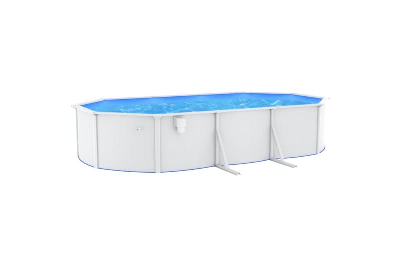 swimmingpool med stålvæg 610x360x120 cm oval hvid - Fritstående pool