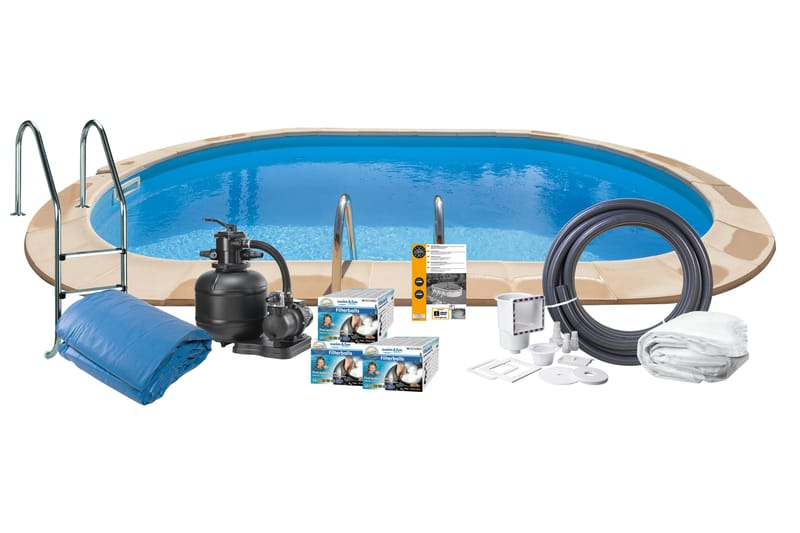 Pool Stål Swim & Fun Nedgravet Oval 800 x 400 x 150 cm - 800 x 400 x 150 cm - Have - Udendørsbad - Pool - Nedgravet pool