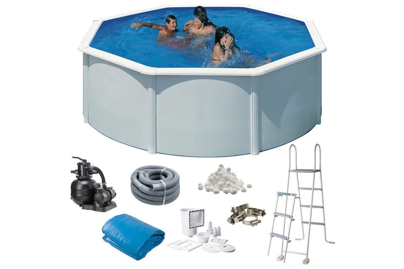 Pool Stål Swim & Fun Grundlæggende runde Ø350 x 120 cm, Hvid - Ø350 x 120 cm, Hvid - Have - Udendørsbad - Pool - Fritstående pool