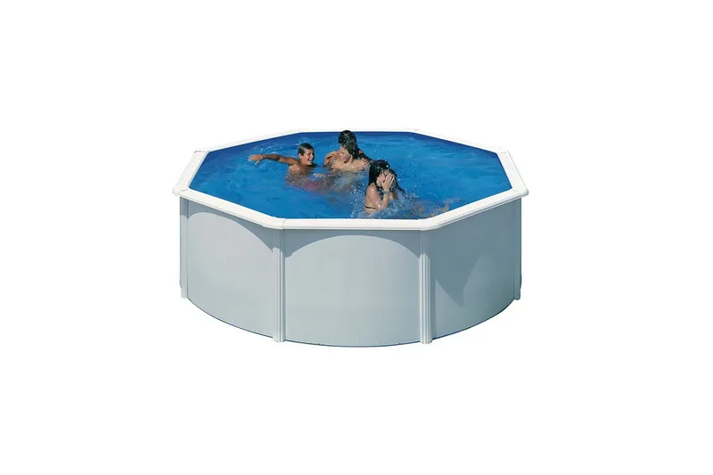 Pool Stål Swim & Fun Grundlæggende runde Ø350 x 120 cm, Hvid, Ø350 x 120 cm, Hvid