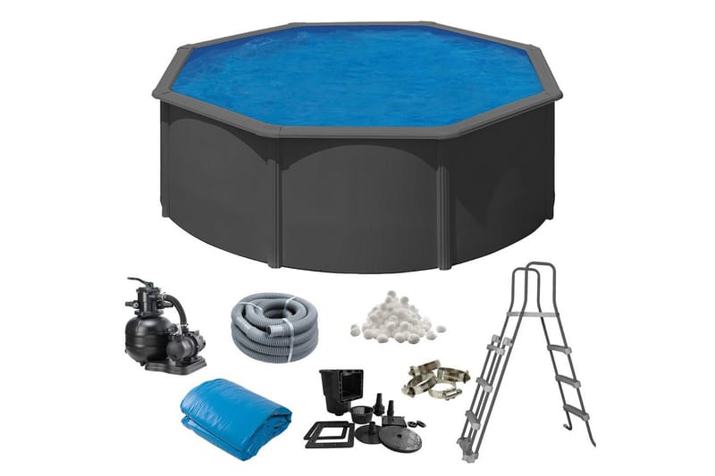 Pool Stål Swim & Fun Grundlæggende runde Ø360 x 120 cm, Antracitgrå - Ø360 x 120 cm, Antracitgrå - Have - Udendørsbad - Pool - Fritstående pool