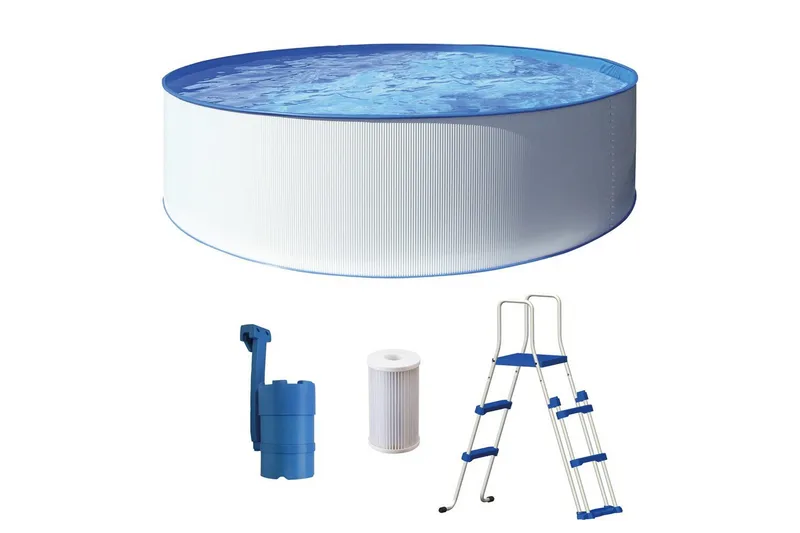 Pool Stål Swim & Fun Kreta Rund Ø460 x 90 cm - Ø460 x 90 cm - Have - Udendørsbad - Pool - Fritstående pool