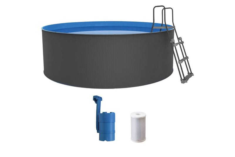 Pool Stål Swim & Fun Santorini rund Ø350 x 90 cm - Ø350 x 90 cm - Have - Udendørsbad - Pool - Fritstående pool