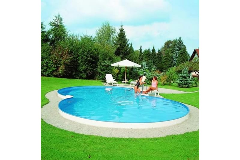 Stålvægspool Planet Pool Premium Otteformet 7,25 x 4,6 m, Carrara - 7,25 x 4,6 m, Carrara - Have - Udendørsbad - Pool - Fritstående pool