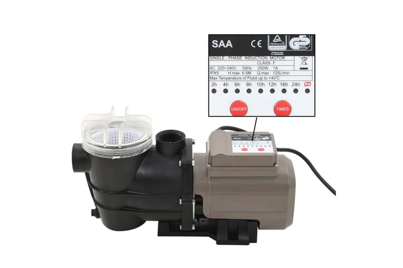 Poolpumpe Med Timer 0,25 Hk 8000 L/T. Sort - Sort - Have - Udendørsbad - Poolrengøring - Cirkulationspumpe & pool pumpe