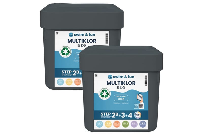 Klor til Pool Swim & Fun MultiKlor Maxi Tab 200 g, 2 x 5 kg - Have - Udendørsbad - Poolrengøring - Pool kemi og klortabletter