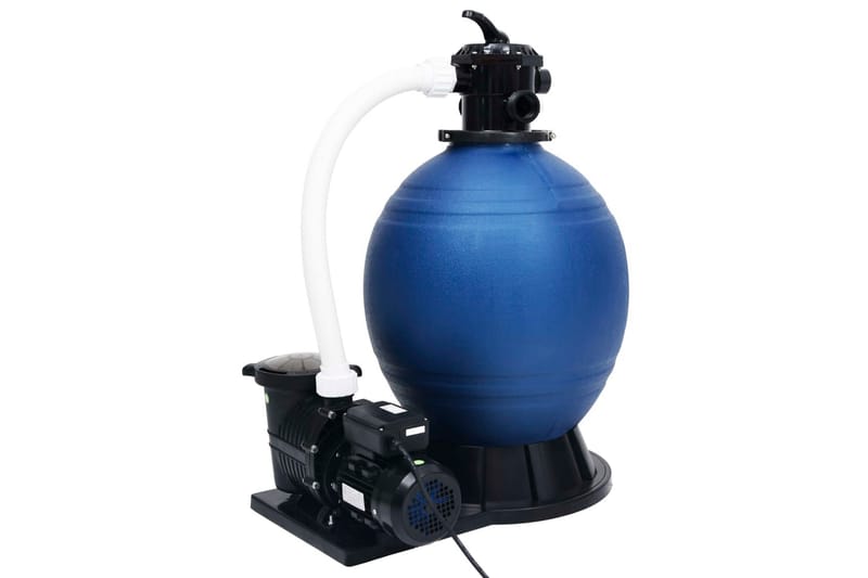 sandfilter med 7-vejs ventil & 1000 W pumpe blå og sort - Have - Udendørsbad - Poolrengøring - Sandfilter