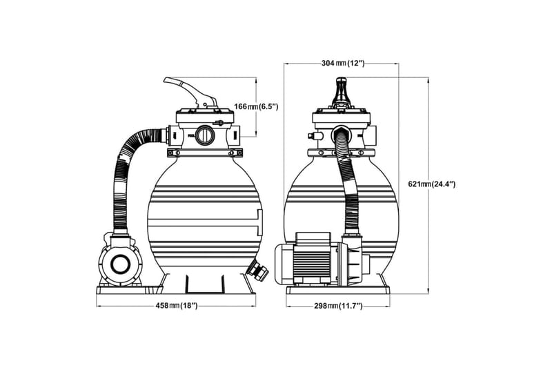 Sandfilterpumpe 400 W 11000 L/T - Blå - Have - Udendørsbad - Poolrengøring - Sandfilter