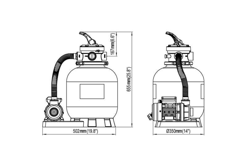 Sandfilterpumpe 600 W 17000 L/T - Grå - Have - Udendørsbad - Poolrengøring - Sandfilter
