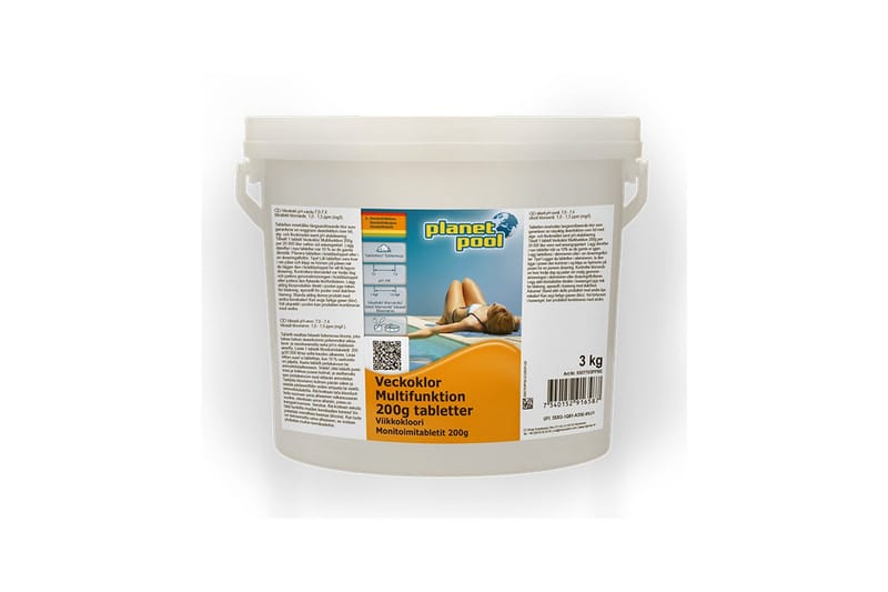 Vandpleje Planet Pool Ugeklor Multifuntion 200 g stk. 3 kg, 3 kg