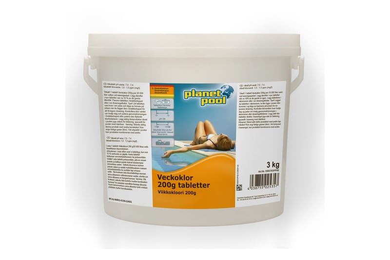 Vandpleje Planet Pool Ugeklor 200g Tabletter 3 kg - 3 kg - Have - Udendørsbad - Poolrengøring - Pool kemi og klortabletter