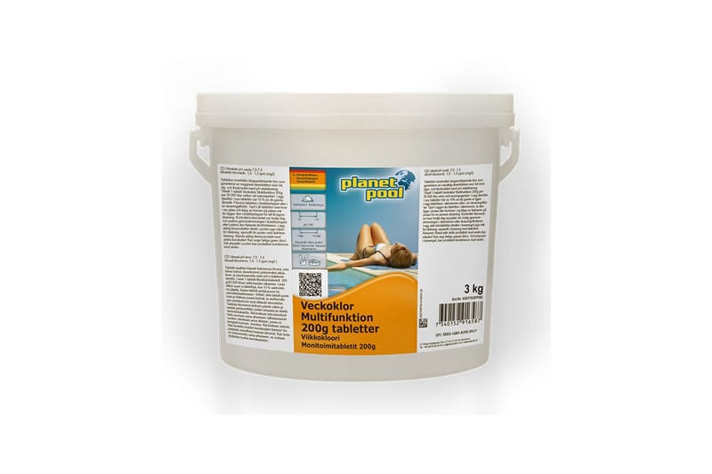 Vandpleje Planet Pool Ugeklor Multifuntion 200 g stk. 3 kg - 3 kg - Have - Udendørsbad - Poolrengøring - Pool kemi og klortabletter