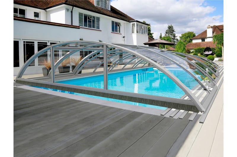 Pooltag med sidedør 4x8 m - Sølv - Have - Udendørsbad - Pooltilbehør - Poolbeskyttelse - Pooltag