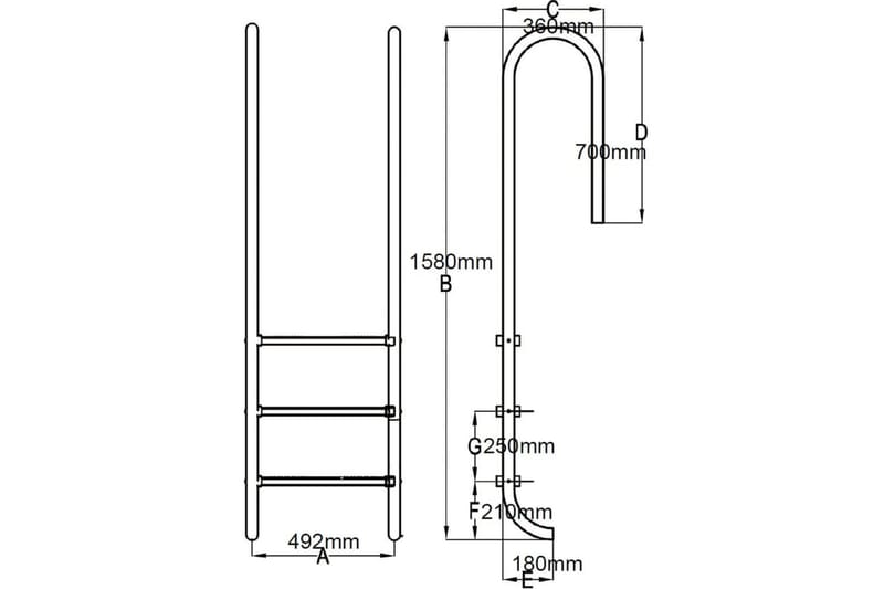 Bassinstige 3 Trin Rustfrit Stål 120 Cm - Sølv - Have - Udendørsbad - Pooltilbehør - Poolstige
