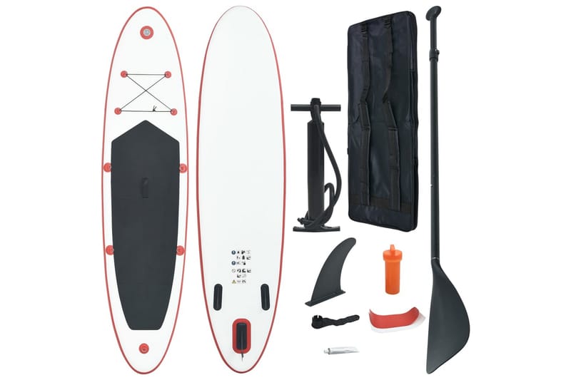 Stand Up Paddle Board-Sæt Sup Surfbræt Oppustelig Rød Og Hvi - Rød - Havespil - Vandlegetøj