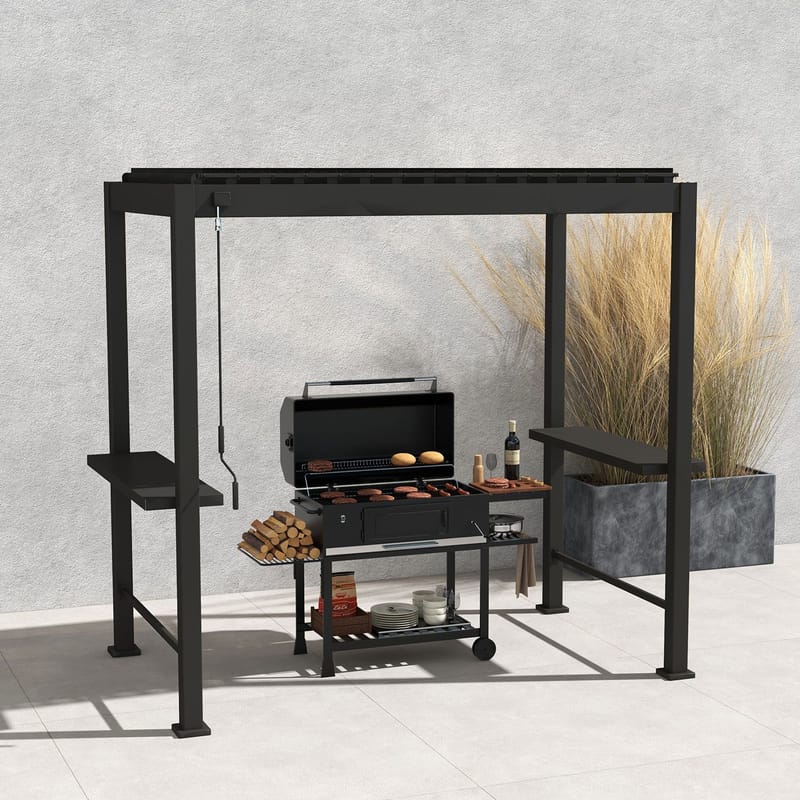 Bagvæg til pavillon HOME4YOU Mirador Bbq Mørkegrå - Mørkegrå - Have - Udestue & fritidshus - Lysthus