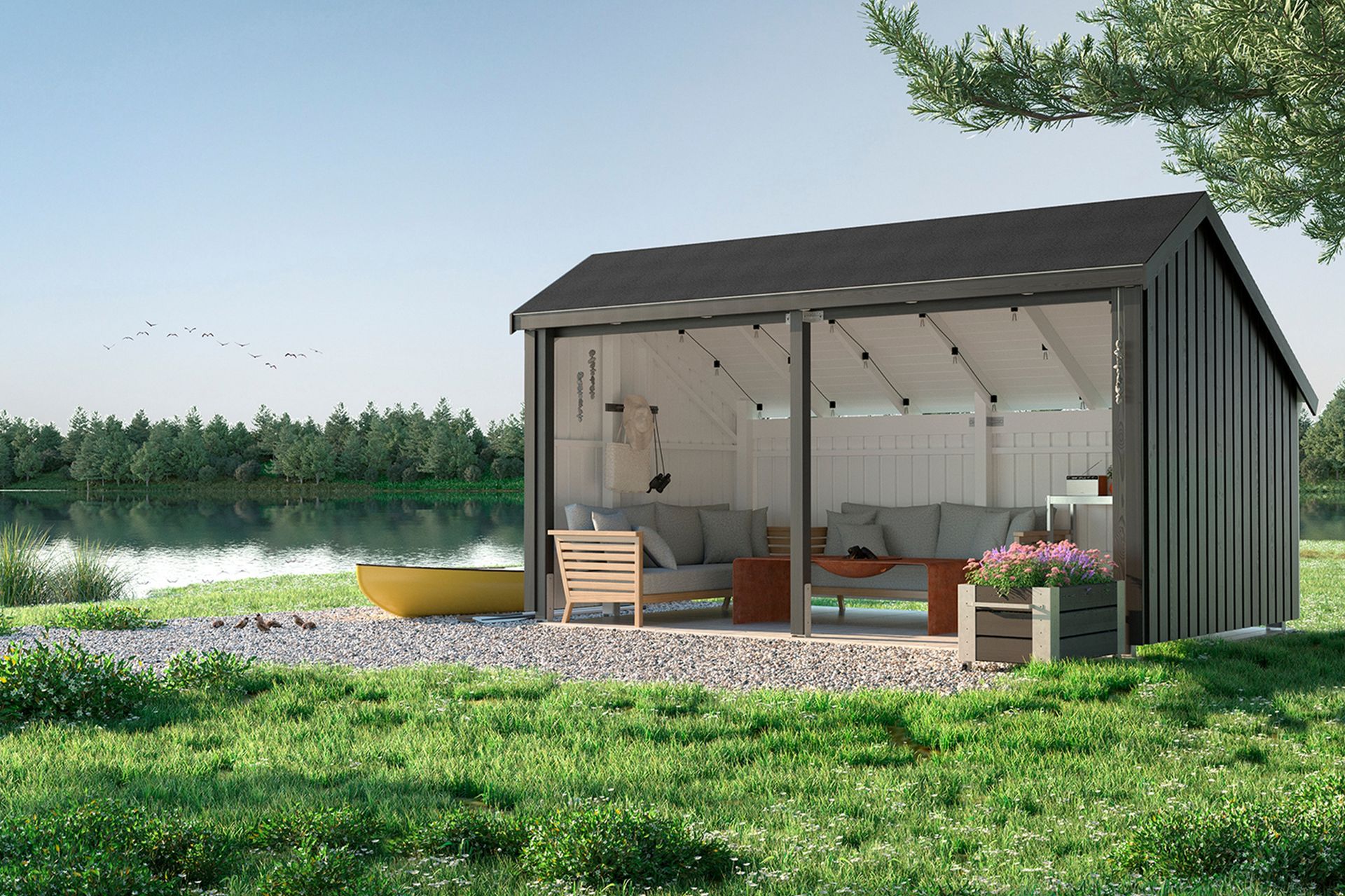 PLUS Multi Havehus 10,5 m² - 2 Moduler Åben - Grå - Have - Udestue & fritidshus - Hytter