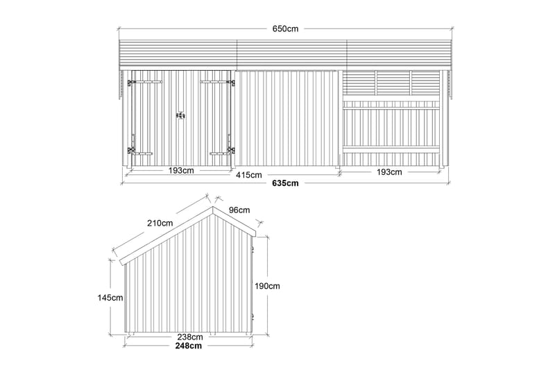 PLUS Multi Havehus 15,5 m² - 3 Moduler med Dobbeltdør - Grå - Friggebod