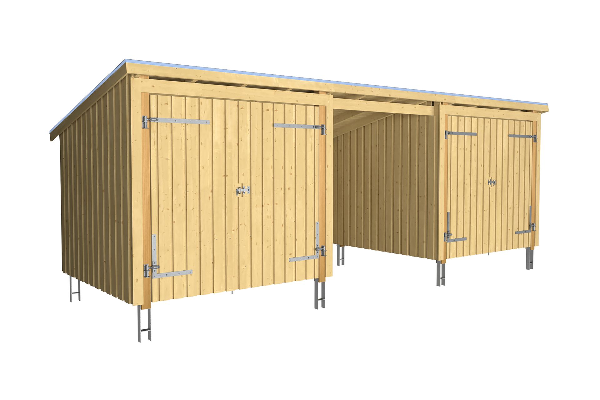 PLUS Nordic Multi Havehus 14 m² - 3 Moduler 2 Dobbeltdøre - Grå - Have - Udestue & fritidshus - Hytter