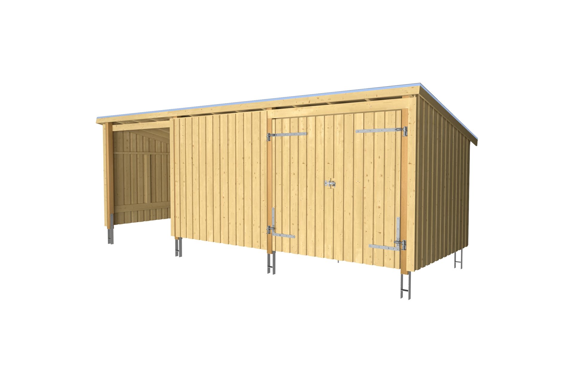 PLUS Nordic Multi Havehus 14 m² - 3 Moduler med Dobbeltdør - Grå - Have - Udestue & fritidshus - Hytter
