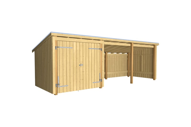 PLUS Nordic Multi Havehus 14 m² - 3 Moduler med Dobbeltdør - Grå - Have - Udestue & fritidshus - Hytter
