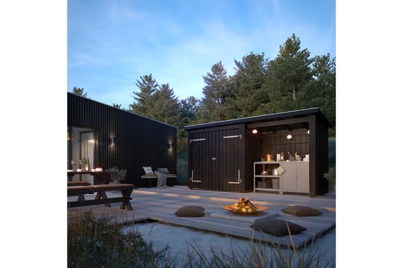 PLUS Nordic Multi Havehus 4,7 m² - 2 Moduler med Dobbeltdør - Grå - Friggebod