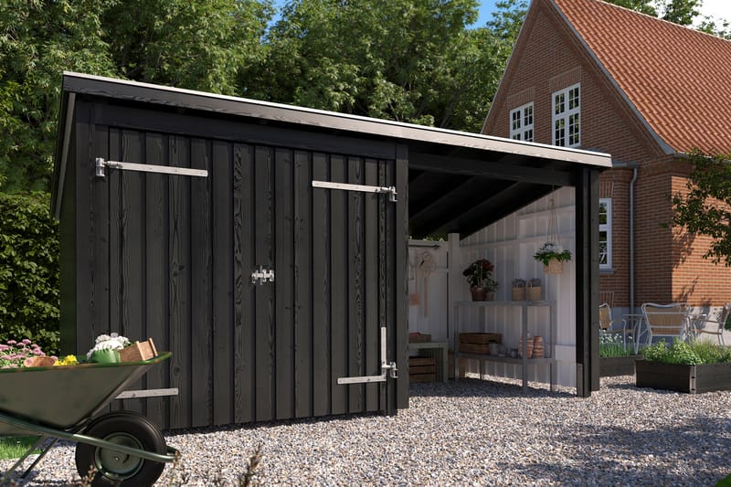 PLUS Nordic Multi Havehus 9,5 m² - 2 Moduler med Dobbeltdør - Grå - Friggebod