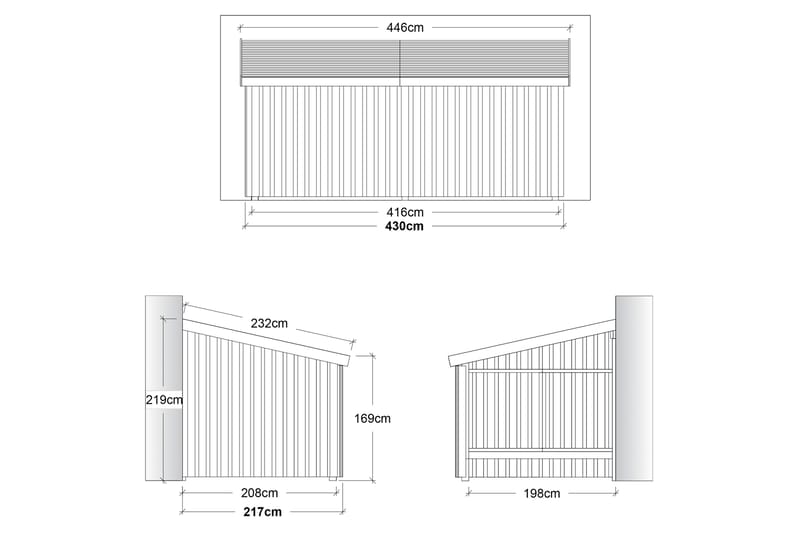 PLUS Nordic Multi Havehus Vægmodel 9,5 m² - Åben - Grå - Have - Udestue & fritidshus - Hytter