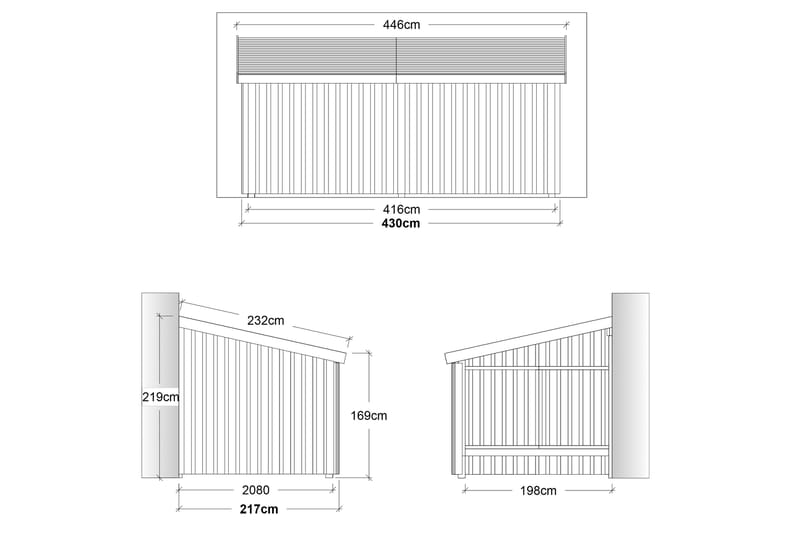 PLUS Nordic Multi Havehus Vægmodel 9,5 m² - Åben - Grå - Have - Udestue & fritidshus - Hytter