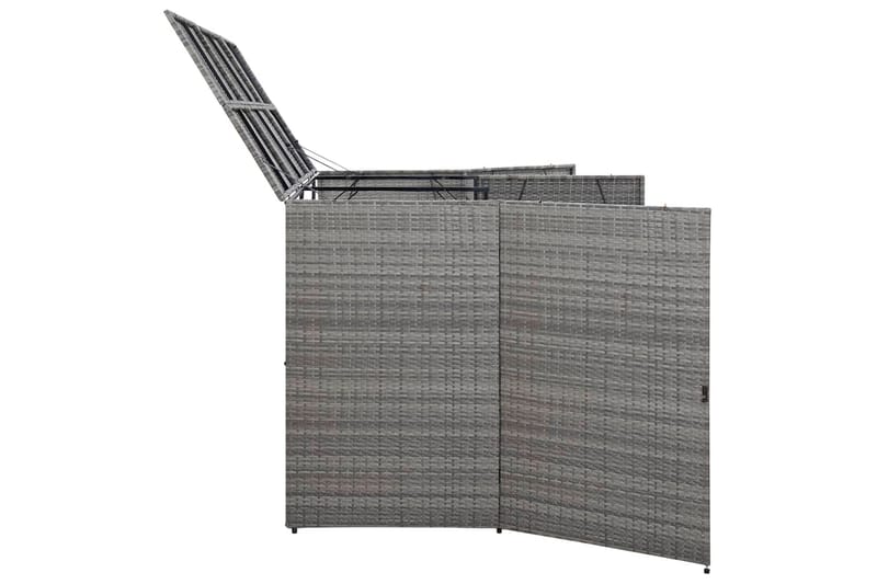 Tredobbelt Skraldespandsskjuler 229x78x120 cm Polyrattan Grå - Grå - Have - Udestue & fritidshus - Opbevaringsskur & haveskur - Cykelskur & cykelstativ