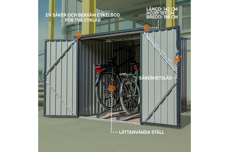 Fornorth Cykelskur til to cykler 142x198x157 cm - Mørkegrå - Have - Udestue & fritidshus - Opbevaringsskur & haveskur - Cykelskur & cykelstativ