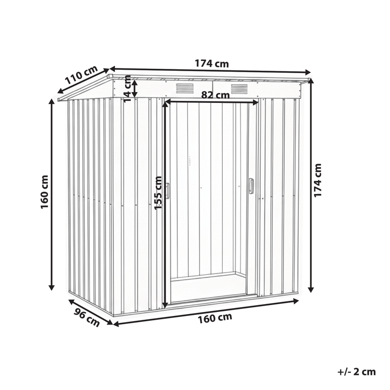 Haveskur Acilia 110x174 cm - Grå/Hvid - Have - Udestue & fritidshus - Opbevaringsskur & haveskur - Redskabsskur