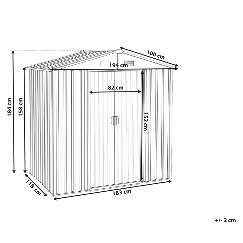 Haveskur Cirella 118x194 cm - Grå/Hvid - Have - Udestue & fritidshus - Opbevaringsskur & haveskur - Redskabskur