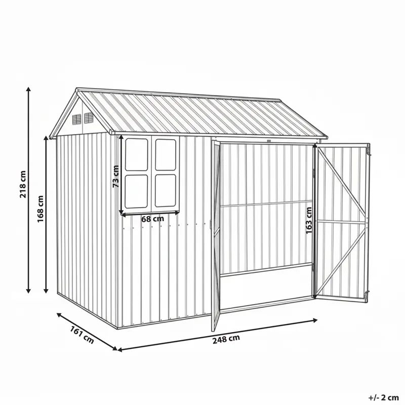 Haveskur Nocciano 161x248 cm - Brun/Grå - Have - Udestue & fritidshus - Opbevaringsskur & haveskur - Redskabsskur
