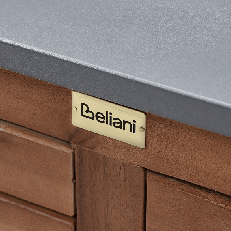 Køkkenskab med vask til udendørs brug Brucoli akacietræ 80 cm - Brun/Grå/Sort/Sølv - Have - Grill - Udekøkken - Komplette udekøkkener