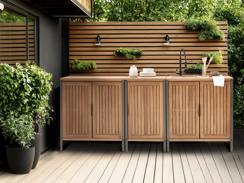 Køkkenskab til udendørs brug Ivrea akacietræ - Brun/Grå - Have - Grill - Udekøkken - Komplette udekøkkener