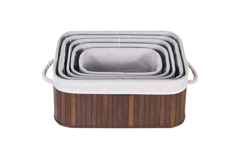 Kurv Talpe sæt om 5 Brun/Hvid - Brun/Hvid - Opbevaring - Opbevaring til småting - Kurve - Flettet kurv & rattankurv