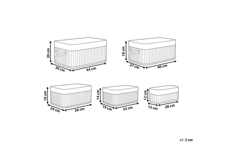 Kurv Talpe sæt om 5 Brun/Hvid - Brun/Hvid - Opbevaring - Opbevaring til småting - Kurve - Flettet kurv & rattankurv