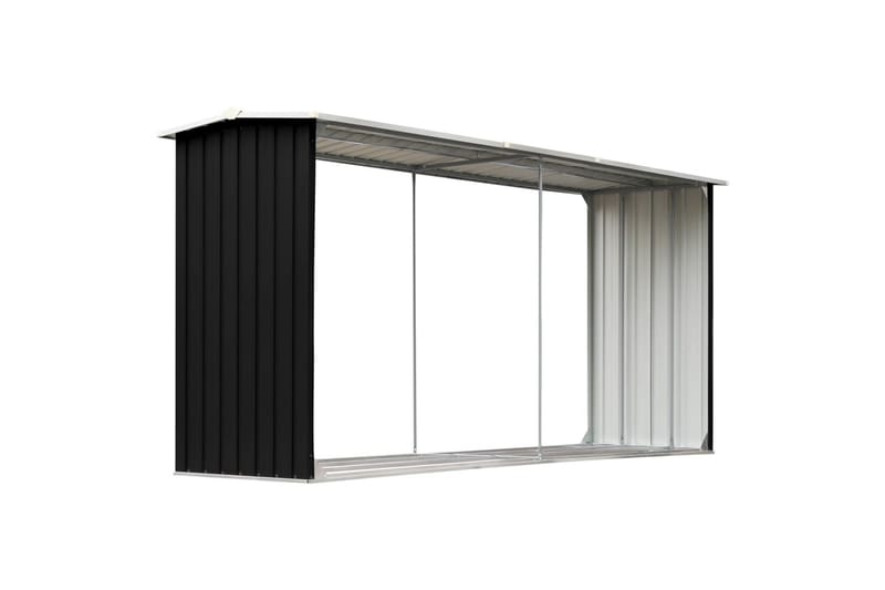 Brændeskur 330x92x153 cm Galvaniseret Stål Antracitgrå - Have - Udestue & fritidshus - Opbevaringsskur & haveskur - Redskabsskur