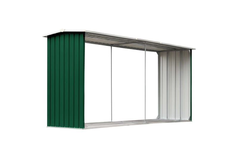 Brændeskur Til Haven 330x92x153cm Galvaniseret Stål Grøn - Have - Udestue & fritidshus - Opbevaringsskur & haveskur - Redskabsskur