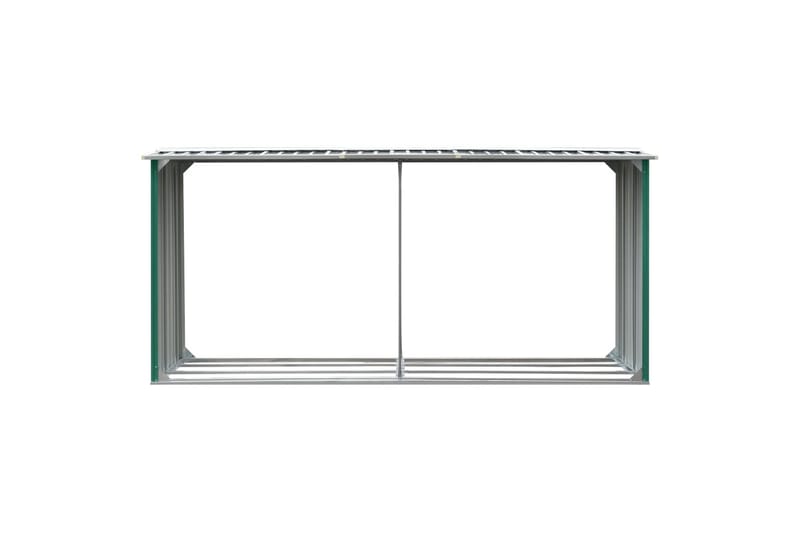 Brændeskur Til Haven 330x92x153cm Galvaniseret Stål Grøn - Have - Udestue & fritidshus - Opbevaringsskur & haveskur - Redskabsskur