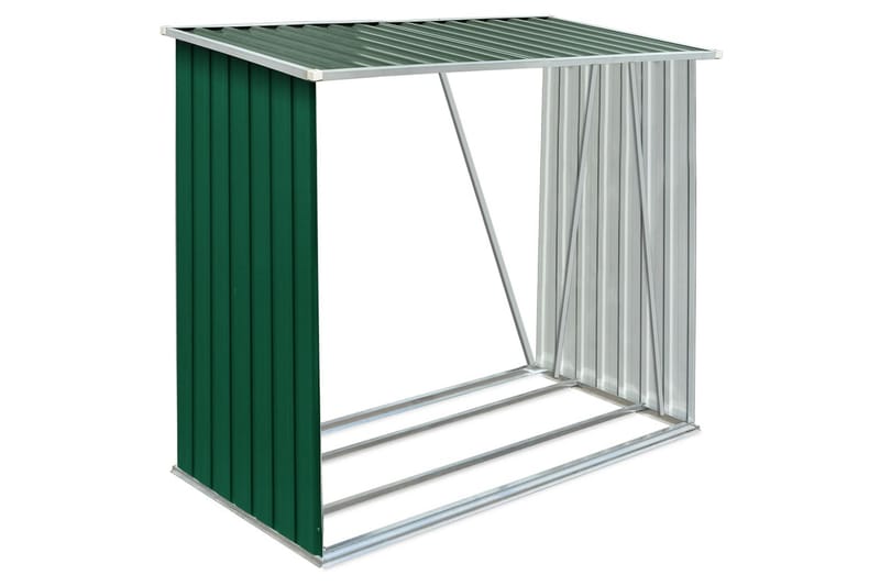 brændeskur til haven galvaniseret stål 163x83x154 cm grøn - Grøn - Have - Udestue & fritidshus - Opbevaringsskur & haveskur - Redskabsskur