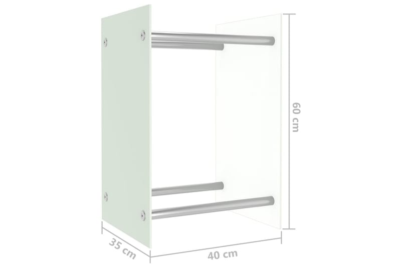 Brændestativ 40X35X60 cm Glas Hvid - Brændeskur - Brændeopbevaring - Redskabsskur