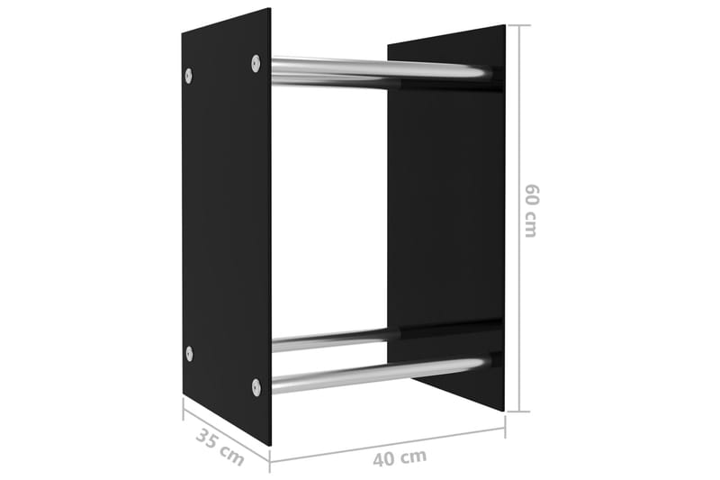 Brændestativ 40X35X60 cm Glas Sort - Have - Udestue & fritidshus - Opbevaringsskur & haveskur - Redskabsskur